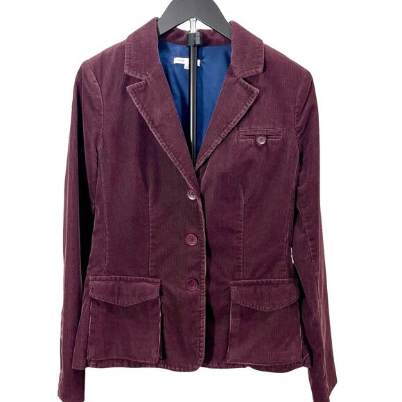 Vince Womens Corduroy Blazer Coat Burgundy Wine Medium 8 Casual Jacket Y2K USA - Picture 1 of 9